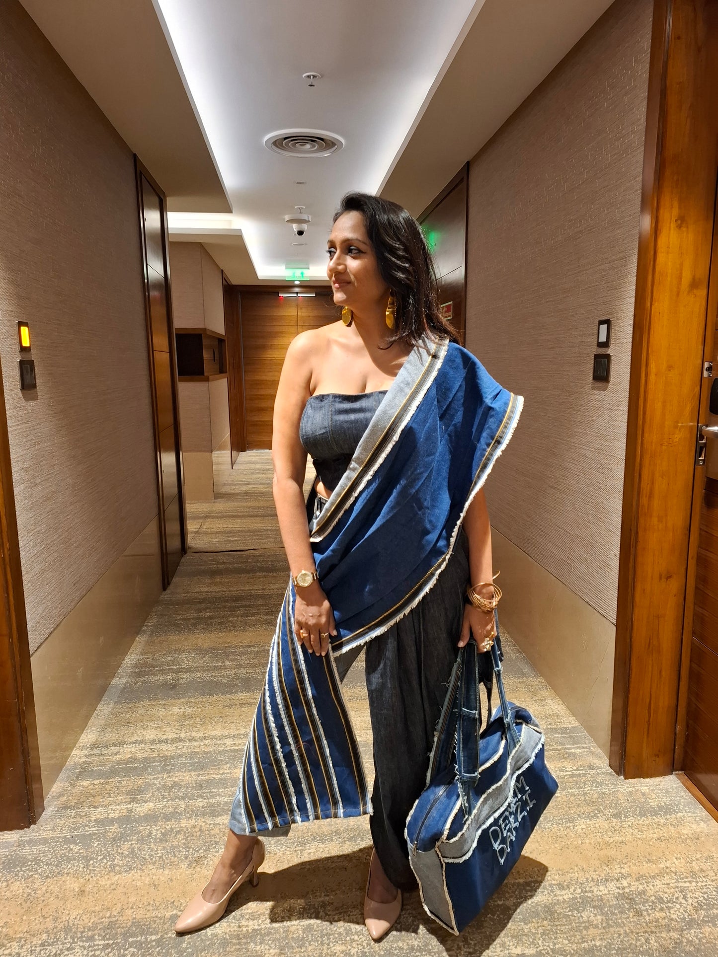 Denim Dhoti Pant Ready to wear Saree