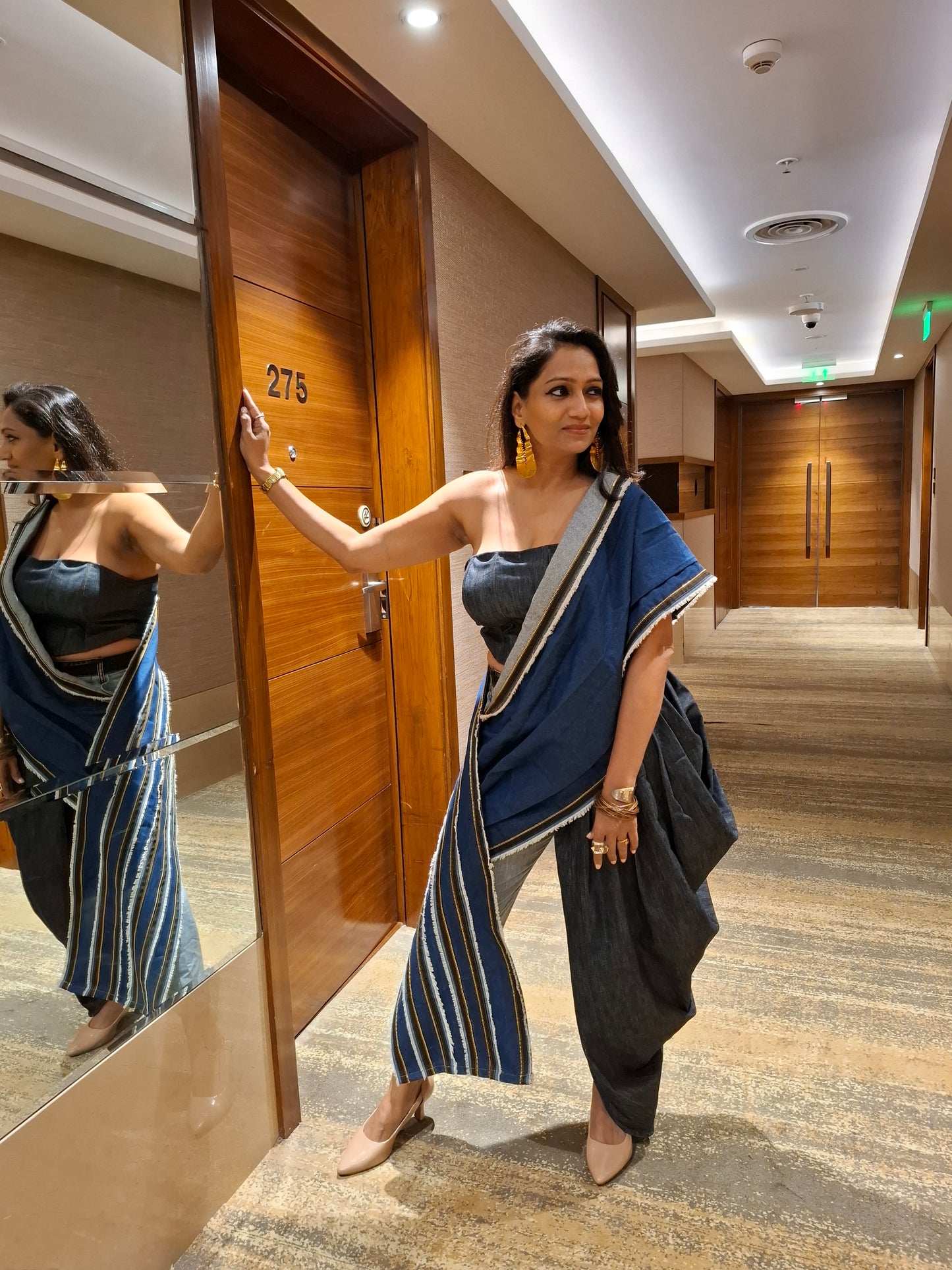 Denim Dhoti Pant Ready to wear Saree