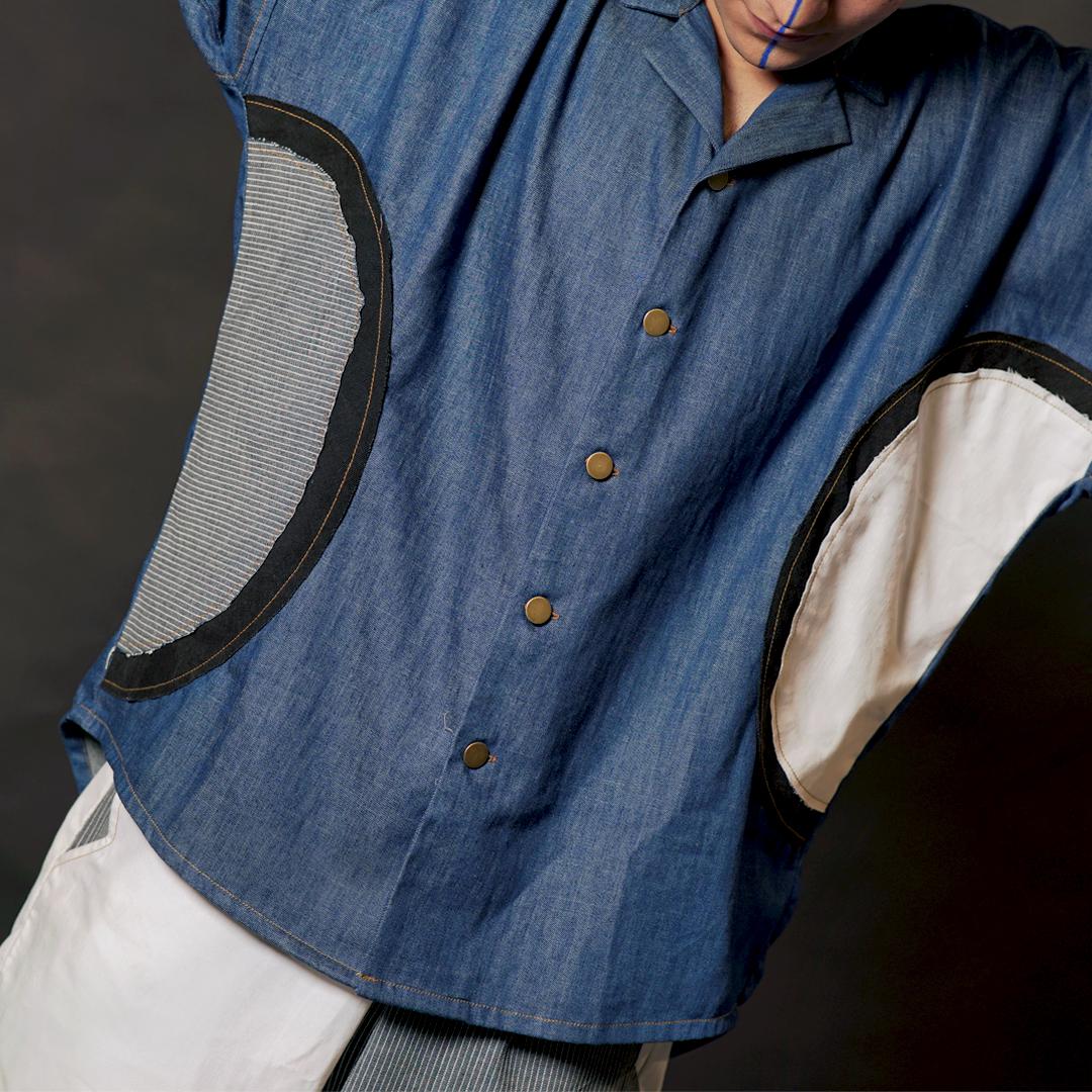 Denim Antifit White and Blue Shirt