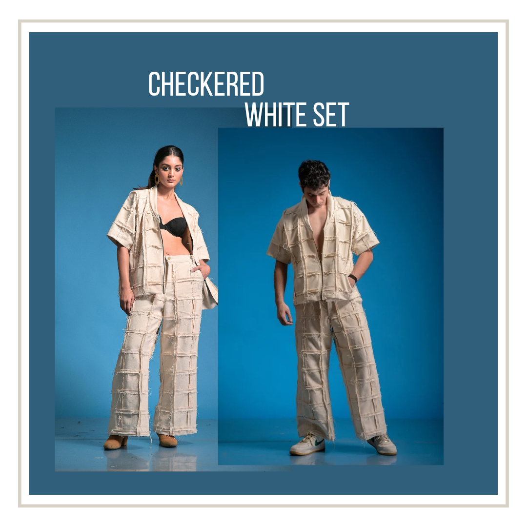 Off-white Denim UNISEX Checkered Set