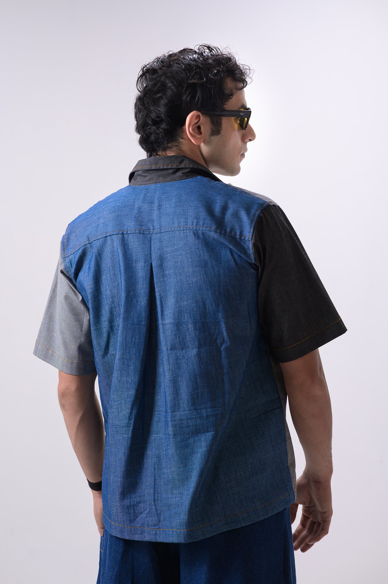 Denim Blue Grey V neck shirt