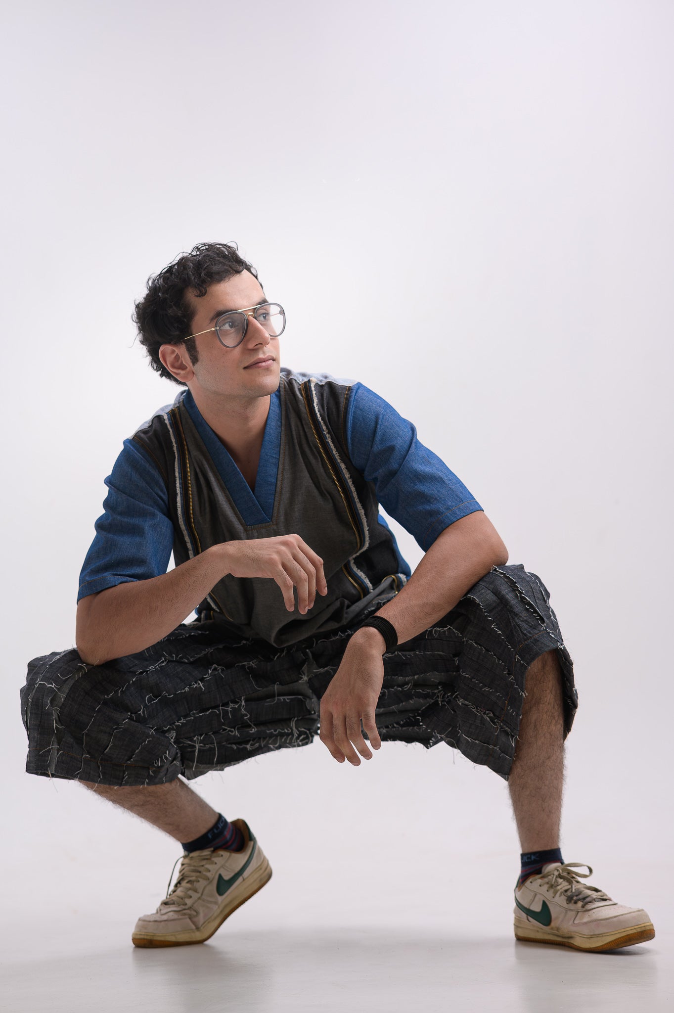 Denim Blue Grey V neck t-shirt Style Shirt