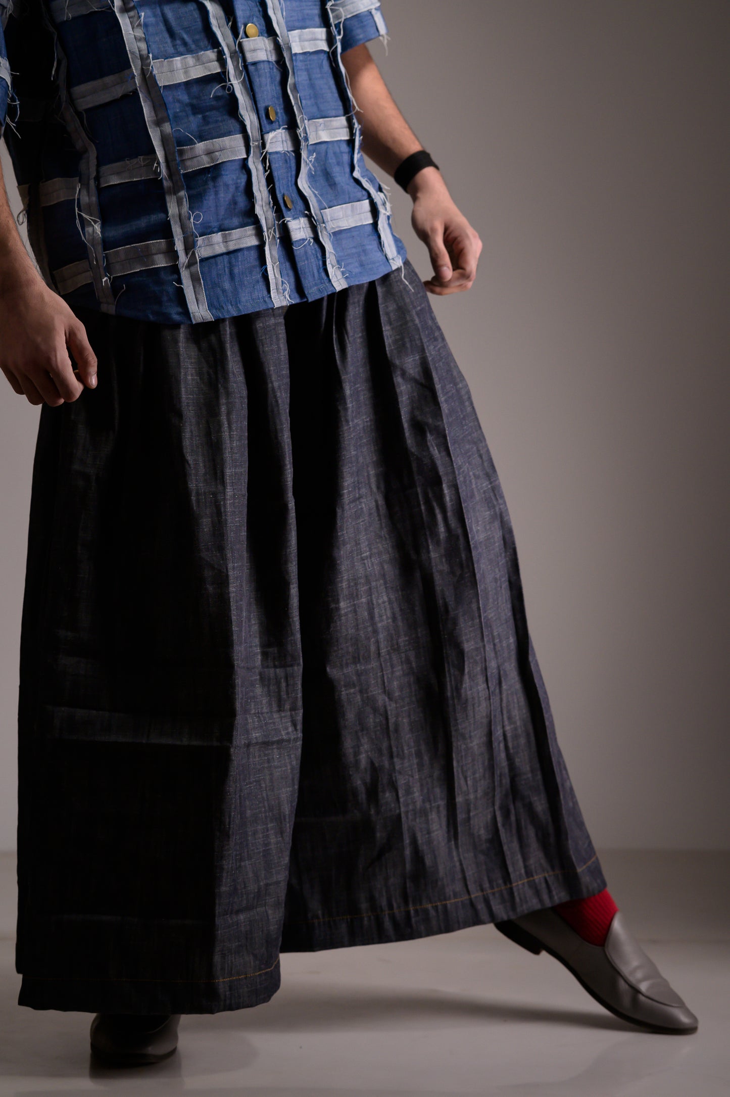 Blue Denim Unisex Checkered Shirt