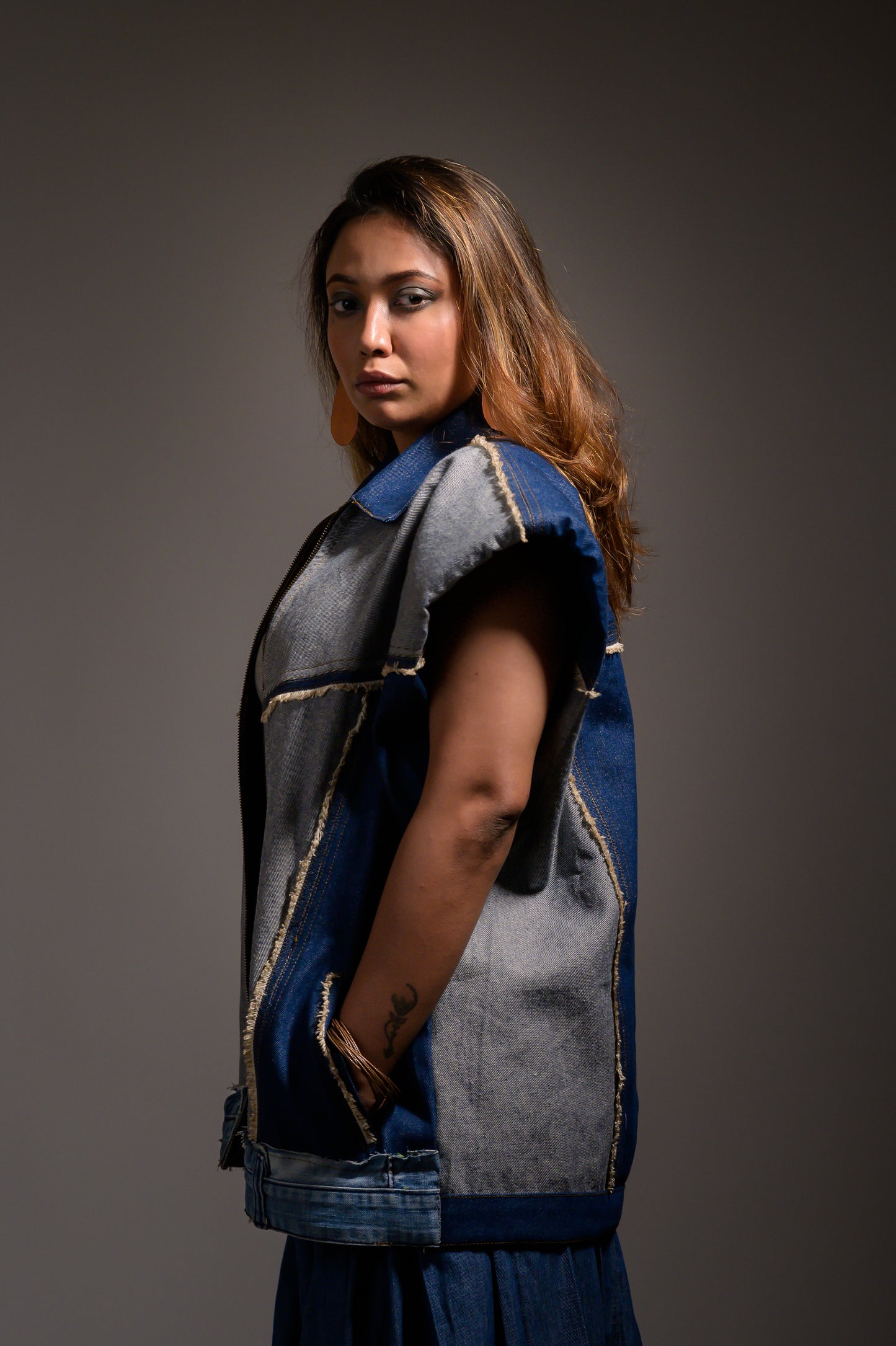 Oversized Unisex Denim Sleeveless Jacket