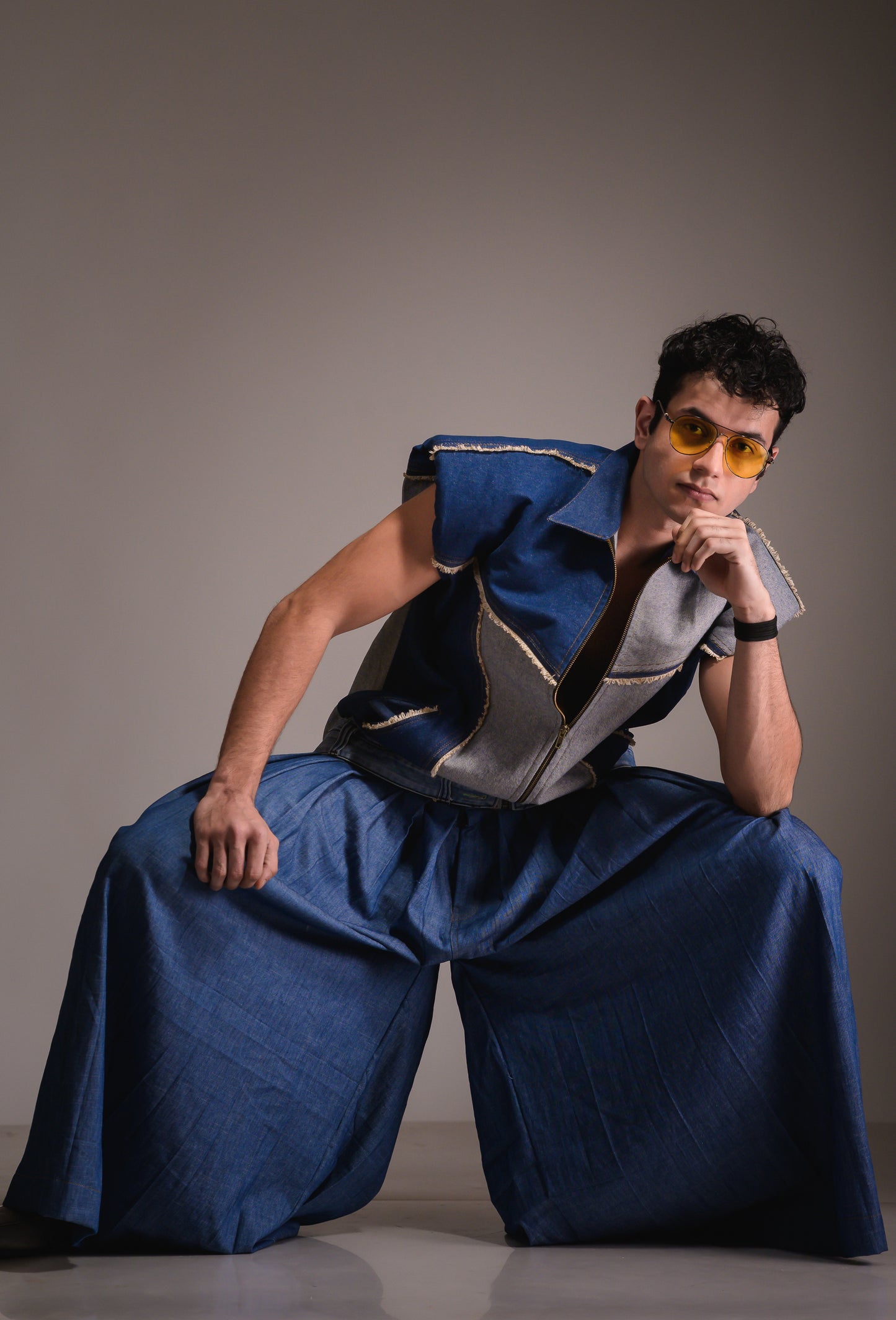 Oversized Unisex Denim Sleeveless Jacket