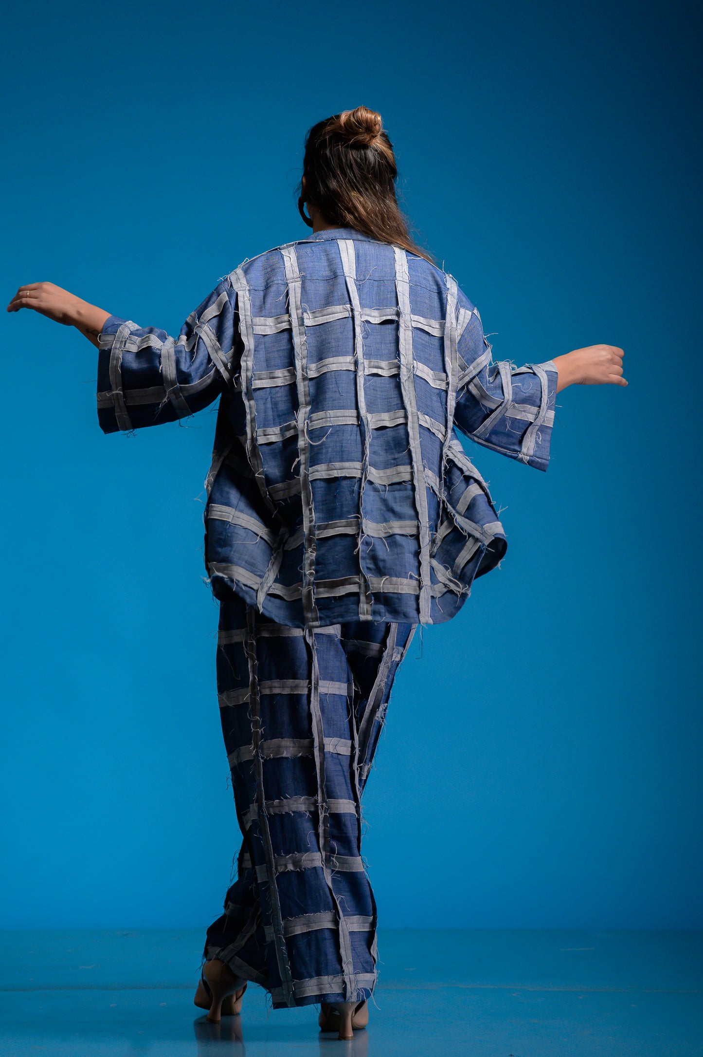 Blue Denim Unisex Checkered Shirt
