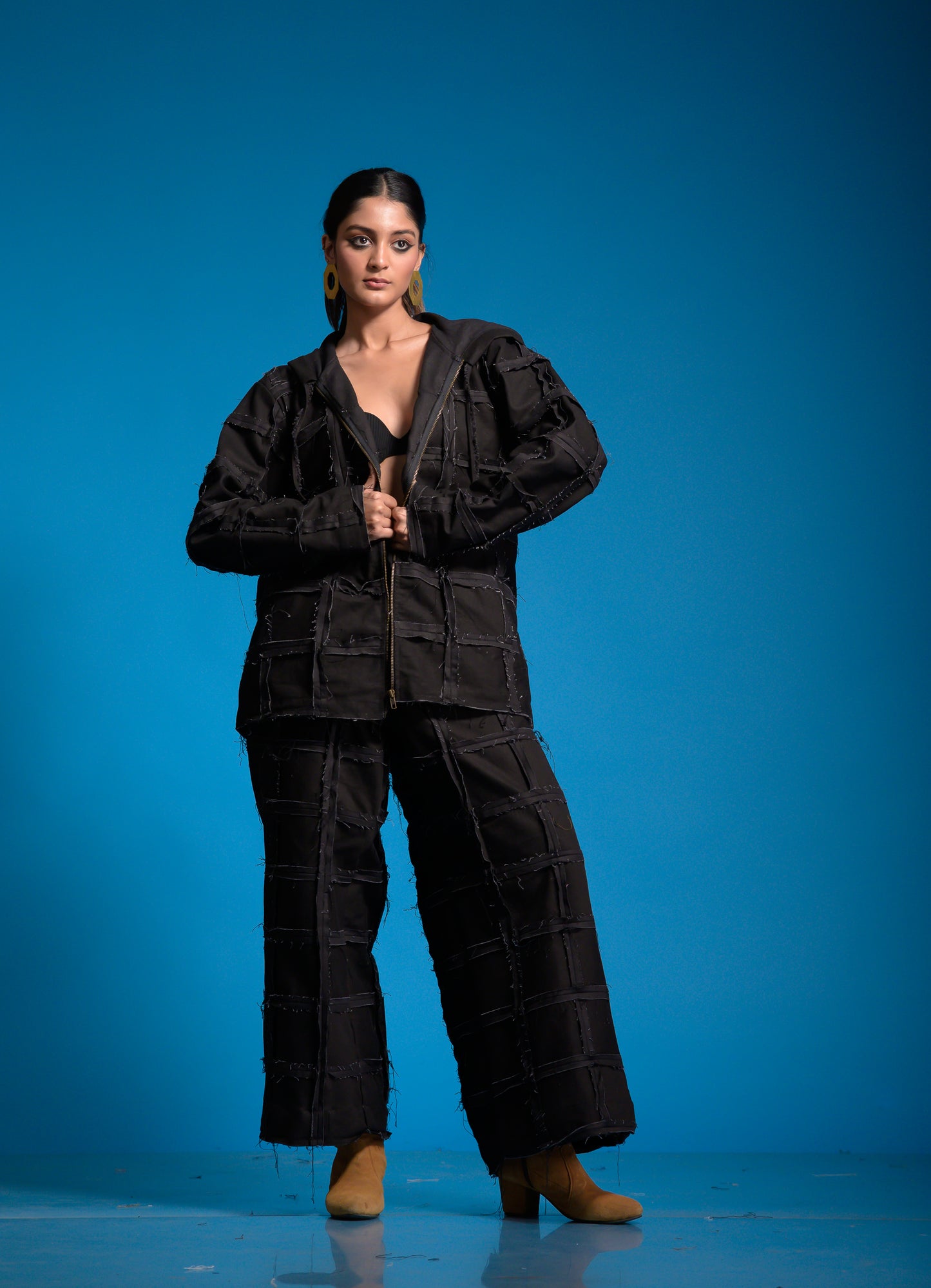 Black Denim UNISEX Checkered co-ord set