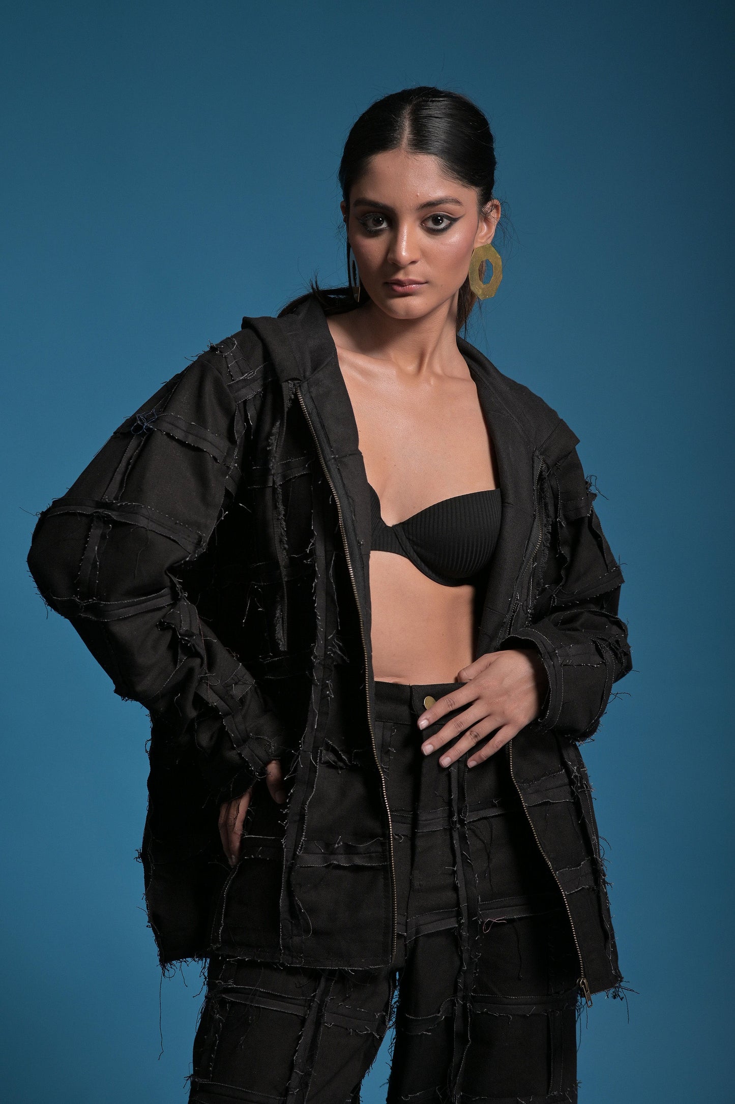 Black Denim UNISEX Checkered co-ord set