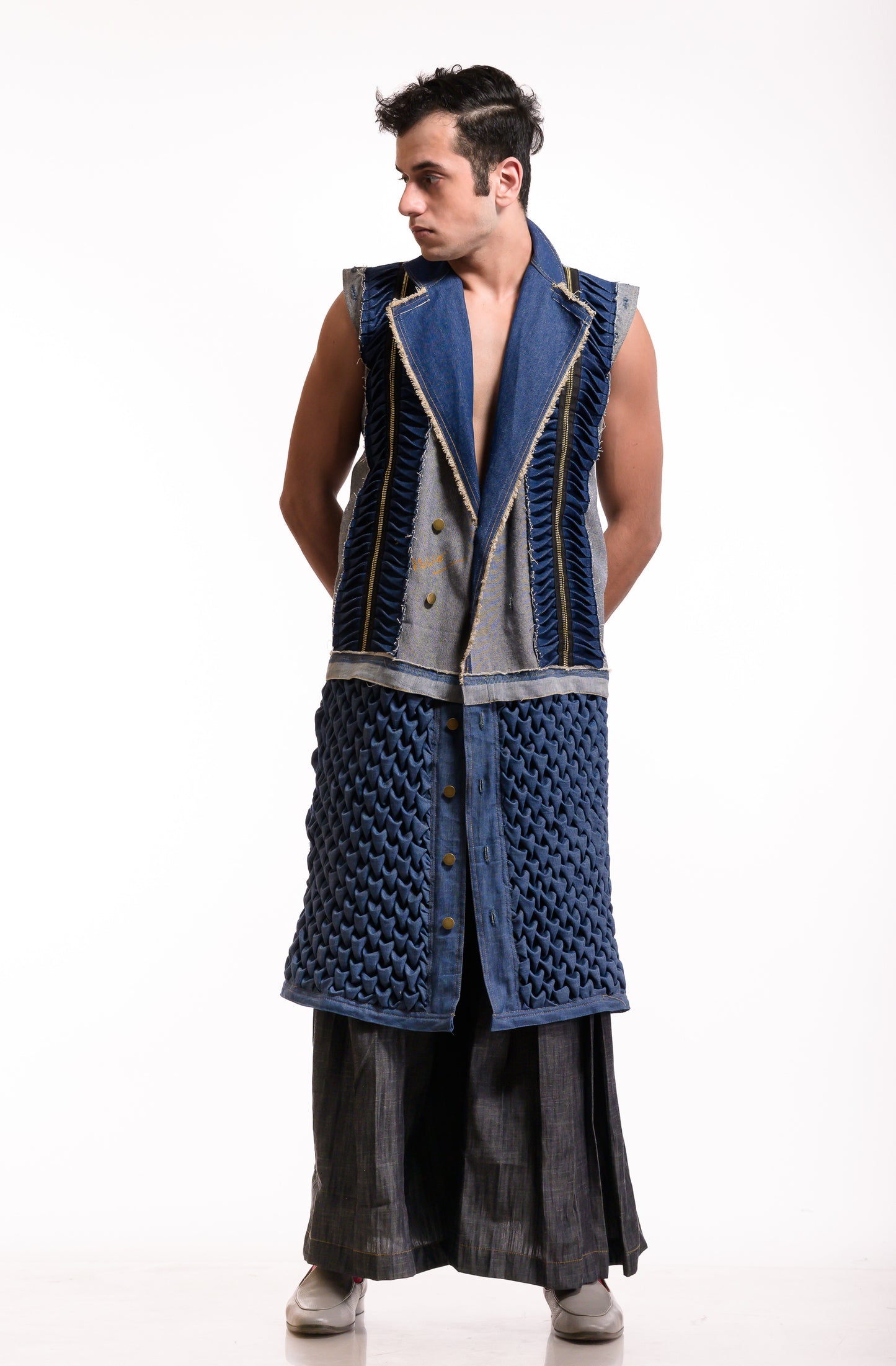 Denim Overlay Long Jacket