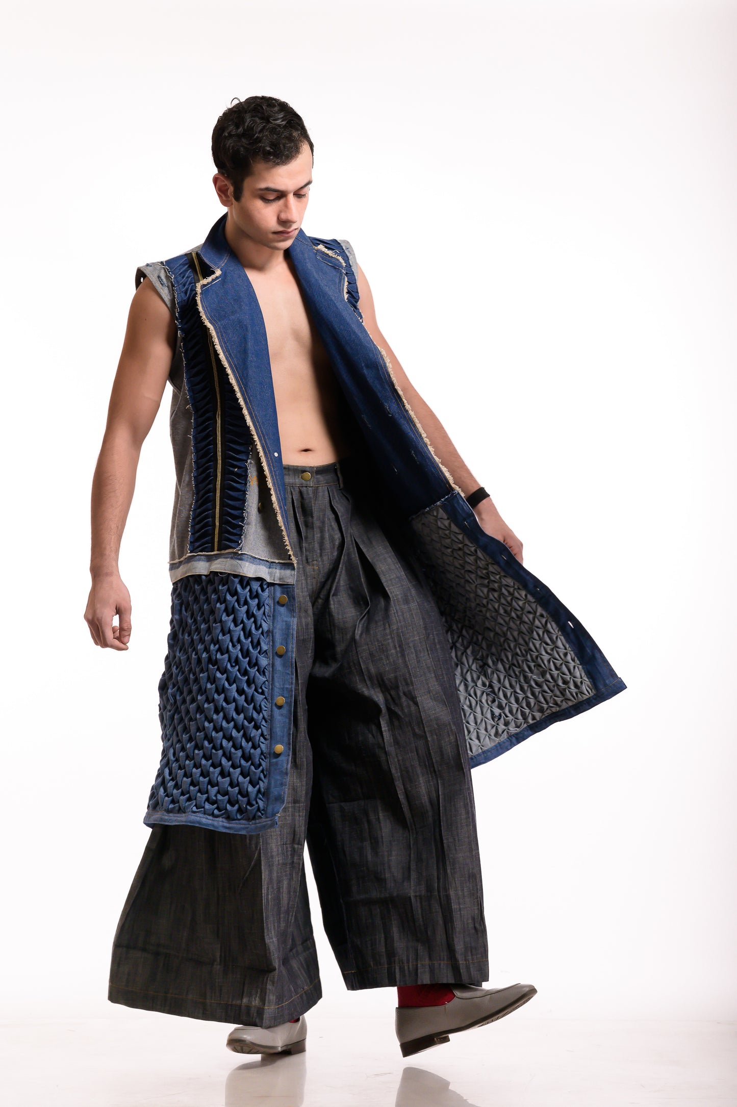 Denim Overlay Long Jacket
