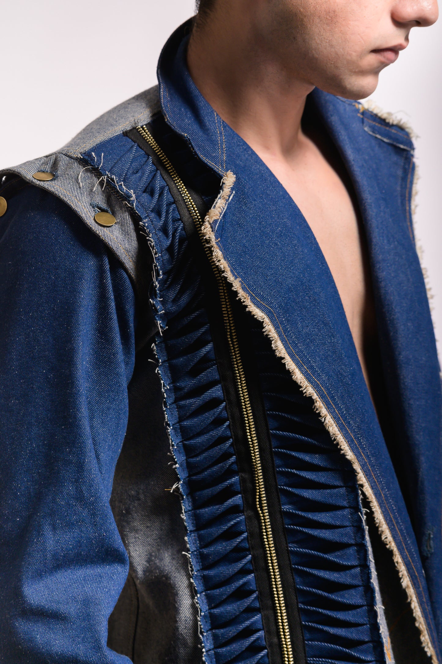 Denim Overlay Long Jacket