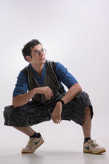 Denim Blue Grey V neck t-shirt Style Shirt
