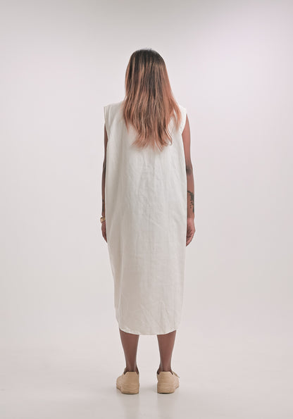 Sleeveless Denim Trim Midi Dress