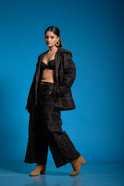 Black Denim UNISEX Checkered co-ord set