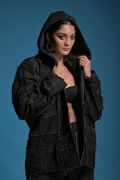Black Denim UNISEX Checkered co-ord set