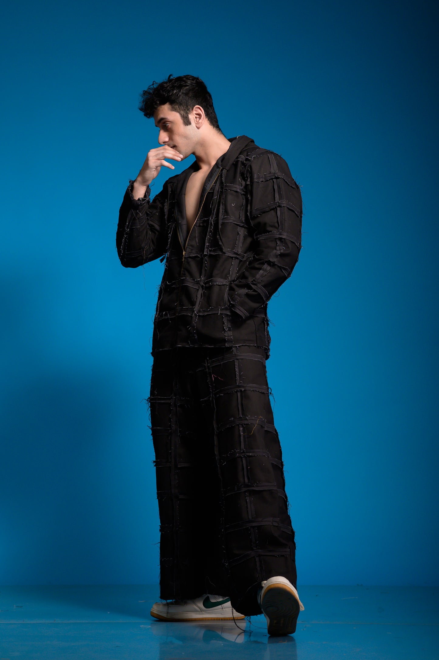 Black Denim Checkered co-ord set