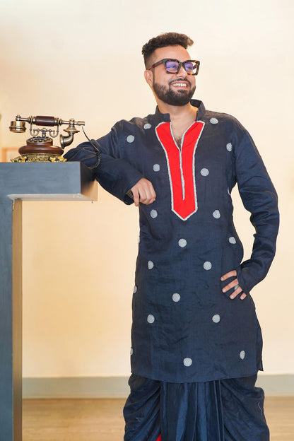 Denim Polka Dot Blue Kurta