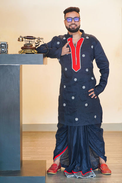 Denim Polka Dot Blue Kurta